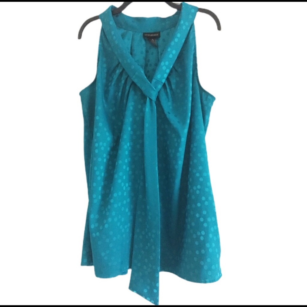 Lane Bryant Teal Dot Tie Neck Career Tank 20